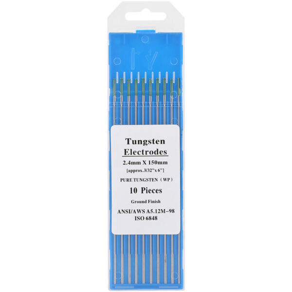 Électrodes tungstène pur ALLAUVE pour TIG AC, pointe verte et format 2,4 × 150 mm