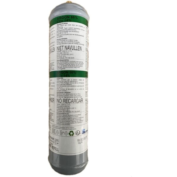 Cylindre CAT tecnoweld ARGON+CO2 92500 non rechargeable pour soudage à fil continu