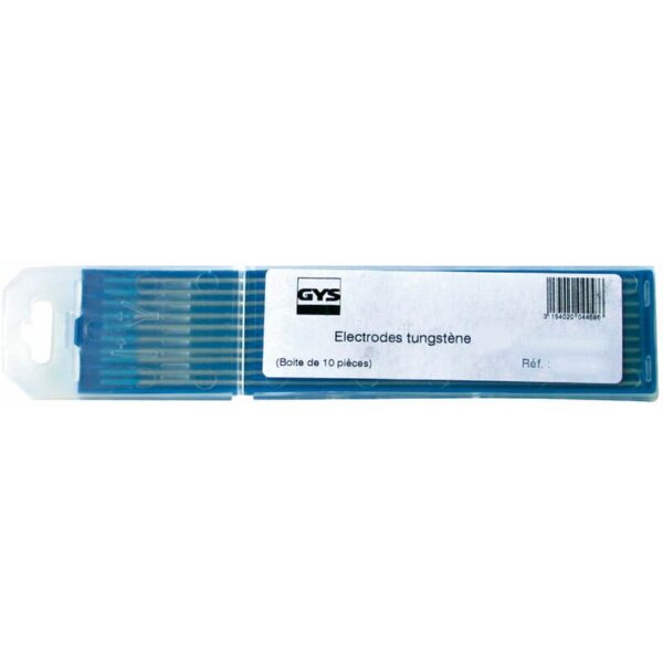 Électrodes tungstène GYS WR2 en étui, repère turquoise et format TIG