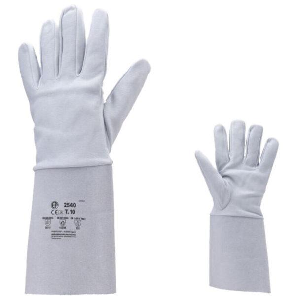 Gants de soudeur COVERGUARD 2540 en cuir d’agneau avec manchette en croûte grise