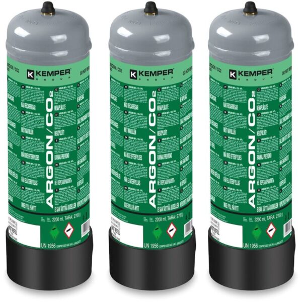 Pack de trois bouteilles de gaz Kemper Argon + CO2 pour soudage MIG/MAG