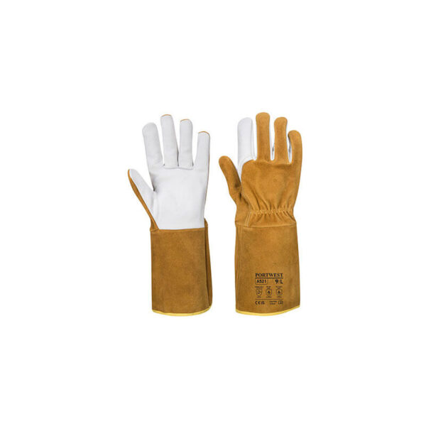 Gant soudeur TIG Ultra Portwest brun, paume en chèvre et coutures aramide