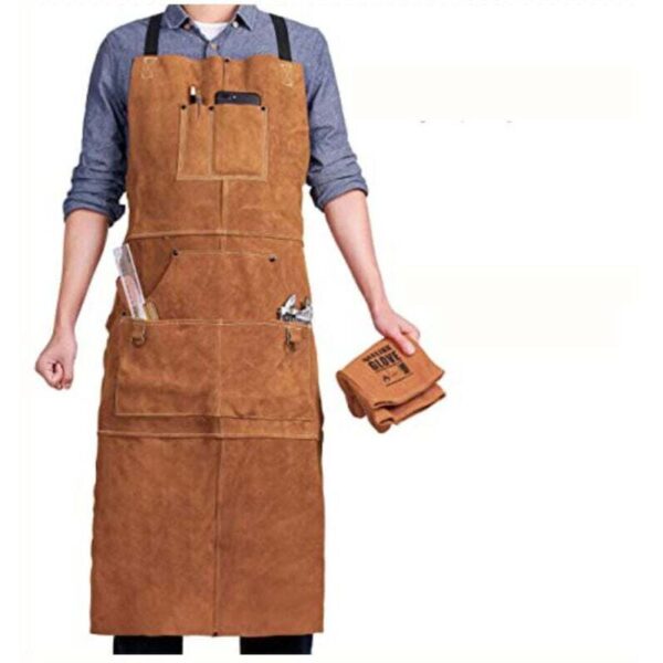 Tablier soudeur GRID COOL en cuir avec six poches à outils