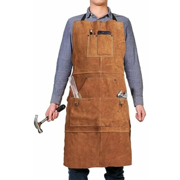 Tablier soudeur VOLAVO en cuir fendu avec six poches à outils