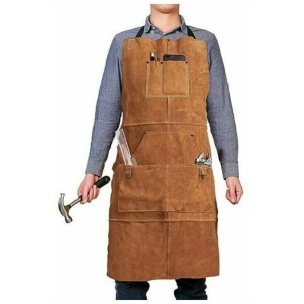 Tablier soudeur BRICOOMARKET en cuir avec six poches pour atelier